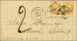 GC 3982 / N° 43 Paire Càd T 16 TOULOUSE (30) 3 SEPT. 71 Sur Lettre Insuffisamment Affranchie Pour Loriol Taxée 2. - TB. - 1870 Bordeaux Printing