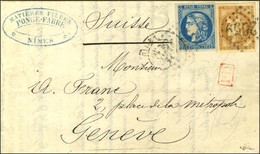 GC 2659 / N° 43 + 46 Càd T 17 NIMES (29) 1 MARS 71 Sur Lettre Pour Genève. - TB / SUP. - R. - 1870 Uitgave Van Bordeaux