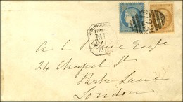 KILLER 723 / N° 37 + 43 (filet Effleuré) Cachet SOUTHAMPTON / FRANCE / MB Sur Lettre Du Grand Hôtel De Cherbourg, Cachet - 1870 Bordeaux Printing