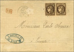 GC 5051 / N° 47 Paire Càd ORAN / ALGERIE 20 MARS 72 Sur Lettre Pour Trieste. - TB. - R. - 1870 Ausgabe Bordeaux