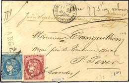 GC 3331 / N° 46 (leg Def) + 49 Càd SAUVETERRE DE GUYENNE (32) 22 AVRIL 71 Sur Lettre Incomplète Chargée Pour St Sever. A - 1870 Bordeaux Printing