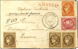 GC 837 / N° 47 (1 Ex + 1 Paire) + 48 + 49 Tous Les Timbres Très Belles Marges Càd T 17 CHALABRE (10) 27 JUIN 71 Sur Lett - 1870 Bordeaux Printing