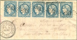 GC 893 / N° 44 Bande De 5 Superbes Marges Càd T 24 LA CHAPELLE-ST-LAURENT (75) 3 JANV. (71) Sur Boule De Moulins Sans Cà - War 1870