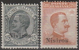 NISIRO – 393 * 1921-22 – F.lli D’Italia Soprastampati N. 10/11. MH - Aegean (Nisiro)