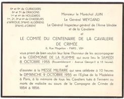 MILITARIA. COMITE DU CENTENAIRE De La CAVALERIE De CRIMEE.  MARECHAL JUIN . GENERAL WEYGAND. 1955. - Sin Clasificación