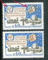 France - N° 1454 - 1 Exemplaire Satellite Et Planète Bleutés + 1 Normal En Brun , Neufs ** - Ref VJ58 - Unused Stamps