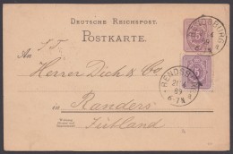 P 18 I, Bedarf "Rendsburg", 21.4.89 Nach Jütland Mit Pass. Zusatzfrankatur - Cartes Postales