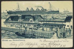"Bremerhaven", Hafen Mit Überseedampfer, 1901 Gelaufen - Bremerhaven