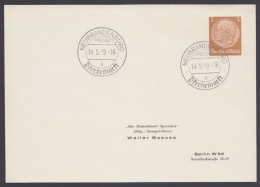 PP 122 , Propaganda-Stempel "Neubrandenburg", Pferdemarkt, 14.5.39 - Private Postal Stationery