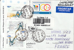 70590- SOCHI'14 WINTER OLYMPIC GAMES, SKIING, BIATHLON, STAMPS ON REGISTERED COVER, 2015, ROMANIA - Winter 2014: Sochi