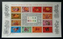 Hong Kong China 12 Animals Of The Lunar New Years Cycle Calender 1999 Chinese Zodiac (sheetlet) MNH - Neufs