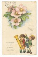 BAMBINI CON FIORE VIAGGIATA FP - 1900-1949