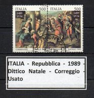 Italia - Repubblica - 1989 - Dittico Natale - Correggio - Usato  - (FDC9262) - 1981-90: Afgestempeld
