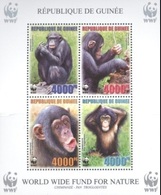 Guinea 2006, WWF, Chimmpanzees, 4val In BF - Chimpanzees