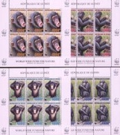 Guinea 2006, WWF, Chimmpanzees, 4valx6 In 4sheetlets - Chimpanzees