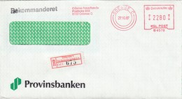 DÄNEMARK  Freistempel Briefdrucksache 1987 - Provinsbanken - Frankeermachines (EMA)