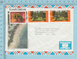 Nouvelle Caledonie 1990 , Par Avion, Arriere Plage De L'anse Vata, Timbre  2 X #538 + 1 X 632, Lettre - Briefe U. Dokumente