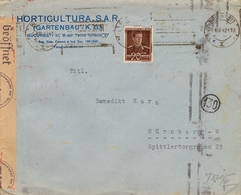 1942 , RUMANIA , BUCAREST - NÜRENBERG , SOBRE CIRCULADO , CENSURA RUMANA Y ALEMANA - Lettres & Documents