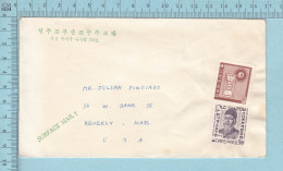 Corea - King Sejong, +Yin Yang , No Killer Surface Mail Postmark, Letter Send To Mass. USA - Cartas & Documentos