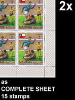 BULK: 2 X MANAMA 1970 World Cup Chile 1962 Flags 80Dh COMPLETE SHEET:15 Stamps Football Soccer [feuilles] - 1962 – Chili