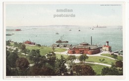 USA, NEW YORK CITY, NY, Harbor And Battery Park, Antique C1910s-1920s Unused Vintage Postcard - Parques & Jardines