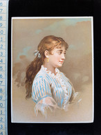 Grand Ancien Chromo  A Coller  "jeune Femme,  ", - Enfants