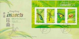 Hong Kong China Insect 2000 Insects Butterfly Dragonfly Beetle Ladybug Butterflies Dragonflies (FDC) - Briefe U. Dokumente