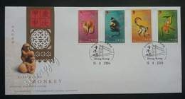 Hong Kong China Year Of The Monkey 2004 Chinese Zodiac Lunar (stamp FDC) - Briefe U. Dokumente