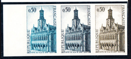 FRANCE - N°1499** - SAINT-QUENTIN - HOTEL DE VILLE - ESSAI EN BANDE DE 3 - LUXE. - Pruebas De Colores 1945-…