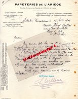 09- ST SAINT PAUL DE JARRAT- LETTRE MANUSCRITE SIGNEE PAPETERIES DE L' ARIEGE- USINES SAINT ANTOINE- 1913 - Stamperia & Cartoleria