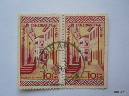 ZANZIBAR 1966, Karibuni Visiwani, Jamhuri, Zanzibar,Tanzania, Block Of 2 Stamps Of 10S.SG 472. Used. - Zanzibar (1963-1968)