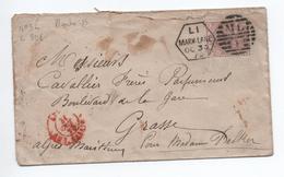 GRANDE BRETAGNE - 1879 - ENVELOPPE Avec YVERT N° 55 Pour GRASSE Avec CACHET ROUGE ANG AMB CALAIS - Marcophilie