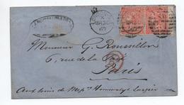 GRANDE BRETAGNE - 1867 - ENVELOPPE Avec PAIRE YVERT N° 32 Pour PARIS - Postmark Collection