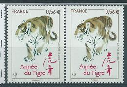 [22] Variété : N° 4433 Année Du Tigre Tigre Vert Au Lieu De Brun + Normal ** - Neufs