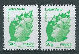 [22] Variété : N° 4594 Marianne De Beaujard Lettre Verte 50g Vert-jaune Clair + Normal ** - Nuevos