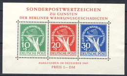 Berlino 1949 Serie N. 54-56 Foglietto MNH Postfrisch Cat. €  950 Firmato Diena E Sorani - Blocs