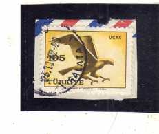 TURCHIA TURKÍA TURKEY 1959 AIR MAIL POSTA AEREA BIRD FAUNA AVICOLA BIRDS UCCELLI HAWK 105k USATO USED OBLITERE' - Luchtpost