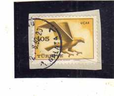 TURCHIA TURKÍA TURKEY 1959 AIR MAIL POSTA AEREA BIRD FAUNA AVICOLA BIRDS UCCELLI HAWK 105k USATO USED OBLITERE' - Poste Aérienne
