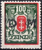 DANZICA, DANZIG, ANTICHI STATI, STEMMI, COAT OF ARMS, 1923, FRANCOBOLLI NUOVI (MLH*)   Michel D34X    Scott O35 - Dienstzegels