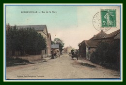 CPA Bétheniville Rue De La Gare Animée Attelage Voy 1913 - Bétheniville