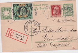 BAYERN 1911 E?TIER POSTAL CARTE RECOMMANDEE DE MÜNCHEN - Other & Unclassified