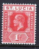 St Lucia George V 1912 One Penny Rose Red Mounted Mint Stamp. - Ste Lucie (...-1978)