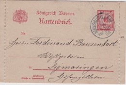 BAYERN  1904 ENTIER POSTAL  CARTE-LETTRE DE AUGSBURG - Andere & Zonder Classificatie