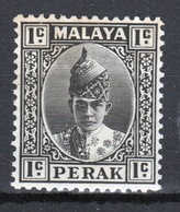 Malaya Perak 1938 Sultan Iskandar One Cent Black Mounted Mint Stamp. - Perak