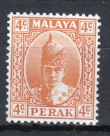 Malaya Perak 1938 Sultan Iskandar Four Cent Green Unmounted Mint Stamp. - Perak