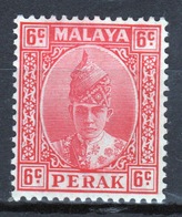 Malaya Perak 1938 Sultan Iskandar Six Cent Scarlet Mounted Mint Stamp. - Perak