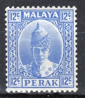 Malaya Perak 1938 Sultan Iskandar Twelve Cent Bright Ultramarine Mounted Mint Stamp. - Perak