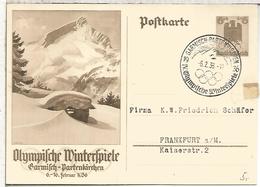 ALEMANIA REICH ENTERO POSTAL JUEGOS OLIMPICOS GARMISCH PARTENKIRCHEN 1936 MAT SKI - Hiver 1936: Garmisch-Partenkirchen