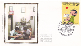 B01-018-3 2484  BD  FDC Soie   Rare Guust Flater Gaston Lagaffe Franquin 10-10-1992 4020 Liège €12 - 1991-2000