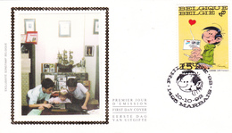 B01-018-4 2484  BD  FDC Soie   Rare Guust Flater Gaston Lagaffe Franquin 10-10-1992 1495 Marbais €12 - 1991-2000